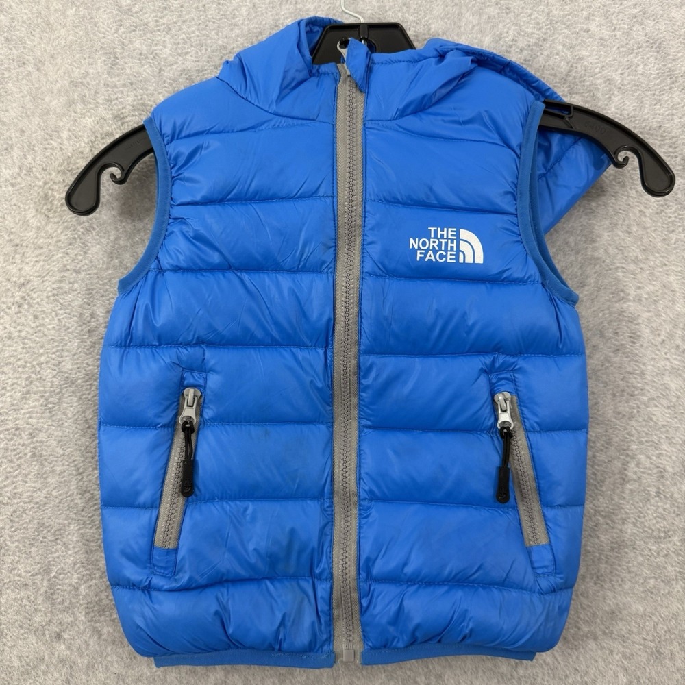 The North Face Vest Kids XS S Blue Summit Series Hooded Puffer Full Zip